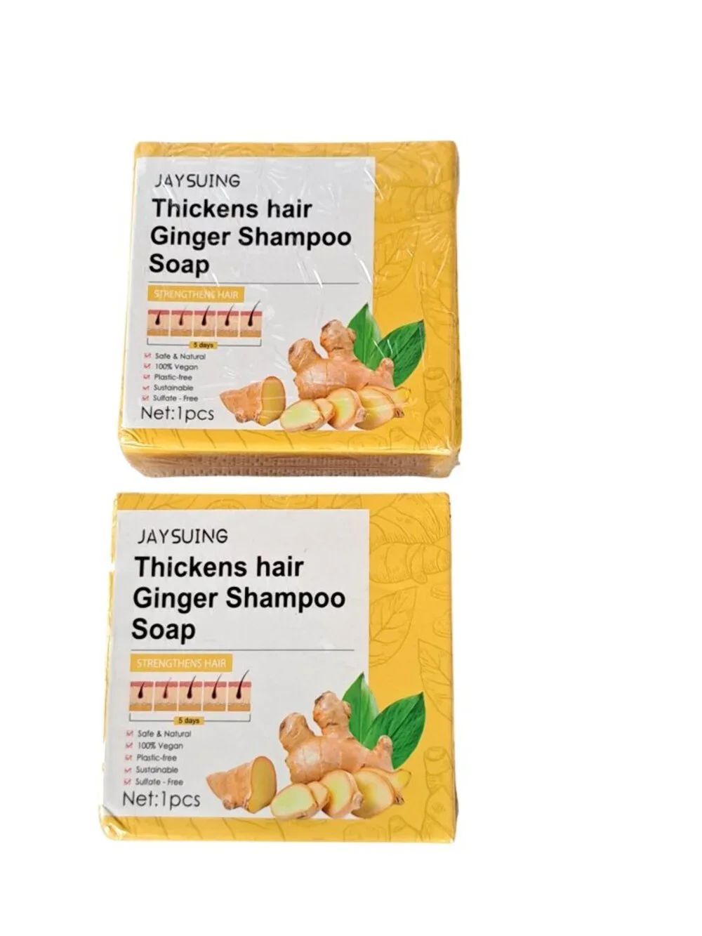 2-Pack Ginger Shampoo Bar Thickens Hair 3.5 oz per bar Jaysuing